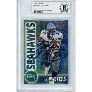 Ricky Watters Seahawks Signed '00 Topps Finest Football Card Beckett Autographed